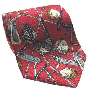 Claybrooke Red Golf Clubs Silk Tie
